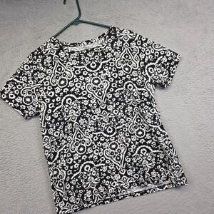 Jones New York Sport Top Womens Plus 1X Black White Boho Parsian T Shirt Comfort